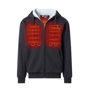 Venture Heat black zip up hoodie with visible internal heating elements