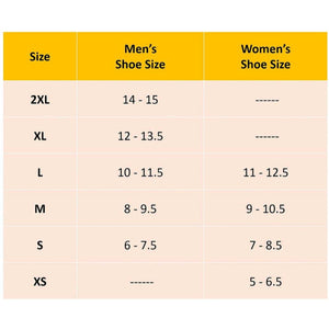 California Heat size chart comparing clothing sizes to mens and womens shoe sizes