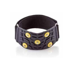 Sidas black rubber traction cleat with yellow metal studs and adjustable strap