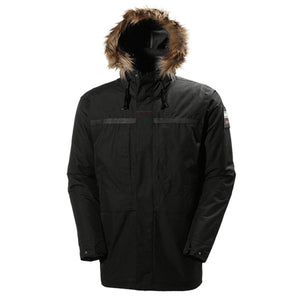 Helly Hansen black parka with a faux fur hood
