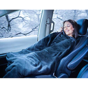 Person using a Zone Tech heated car blanket in a vehicle