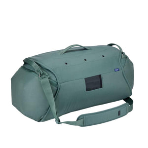 Thule green duffel bag with shoulder strap and top handle