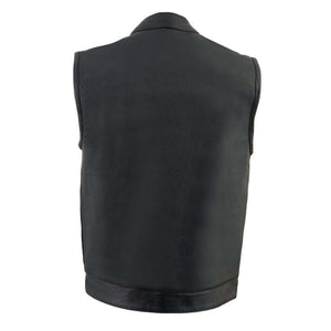 Back view of a black Milwaukee Leather motorcycle vest
