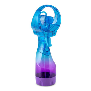 O2 Cool blue and purple handheld misting fan