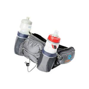 ExtremeMIST grey hydration waist belt with two water bottles