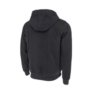 Back view of a black Radians hooded sweatshirt