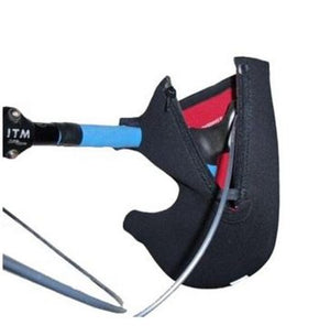 Bar Mitts black neoprene handlebar cover installed on a bicycle handlebar