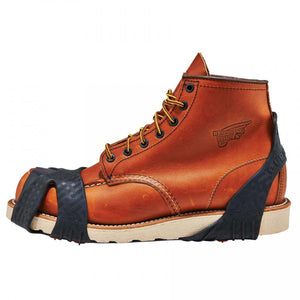 Trex traction cleats fitted on a brown leather work boot