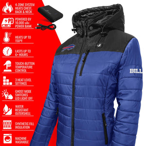 ActionHeat Buffalo Bills 5V Women's Colorblock Puffer Battery Heated Jacket