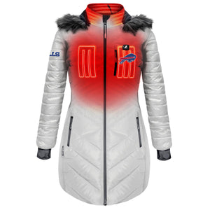 ActionHeat Buffalo Bills women's heated puffer jacket with faux fur hood