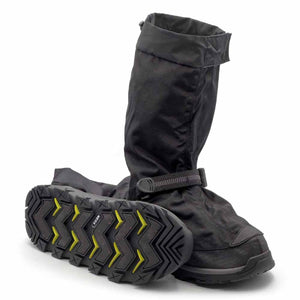 Neos black overshoe with tall shaft and lugged rubber sole