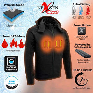 NexGen Heat Men's 'Ruffled' Soft-Shell Heated Hooded Jacket