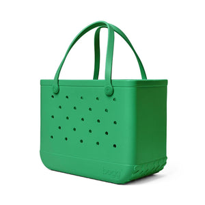 Green Bogg Bag tote with perforated design and two handles