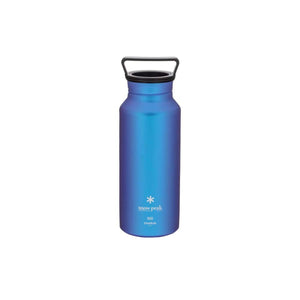 Blue Snow Peak titanium 800ml water bottle with black handle