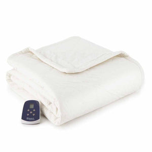 Shavel cream quilted electric blanket with digital remote control
