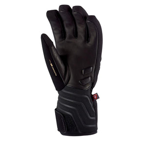 Black RevIt heated motorcycle glove with leather palm and adjustable wrist strap