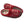 Acorn red felt slippers with raccoon embroidery and cream fleece lining