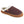 Acorn slipper with maroon knit upper and tan suede trim
