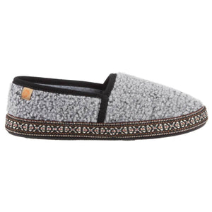 Acorn grey fleece slipper with patterned trim