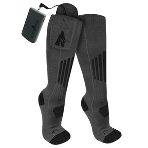 ActionHeat grey battery heated socks with external power pack