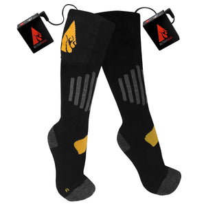 ActionHeat black battery heated socks with external battery packs