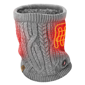 ActionHeat grey cable knit heated neck gaiter with internal heating element visible