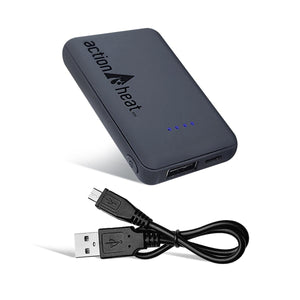 ActionHeat portable power bank with USB charging cable