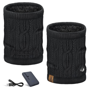ActionHeat black cable knit neck gaiter with battery pack and charging cable