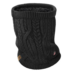 ActionHeat black cable knit heated neck gaiter with fleece lining