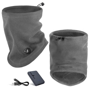 ActionHeat grey fleece neck gaiter with power bank and charging cable