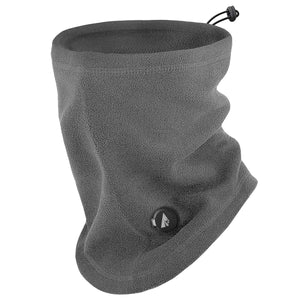 ActionHeat grey fleece neck gaiter with adjustable drawstring and power button