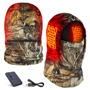 ActionHeat heated Realtree camouflage balaclava with battery pack and charging cable