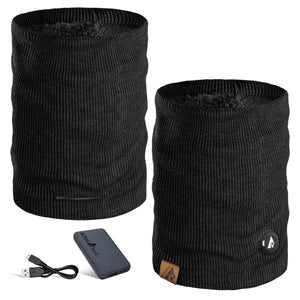 ActionHeat black fleece lined neck gaiter with power bank and charging cable