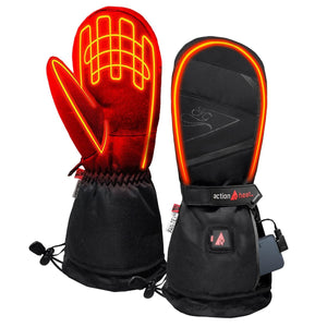 ActionHeat battery powered heated mittens with visible heating elements