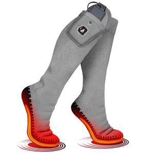 ActionHeat grey battery heated socks with visible heating elements in the soles