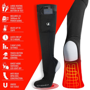 ActionHeat heated socks with power bank pocket and heating element diagram