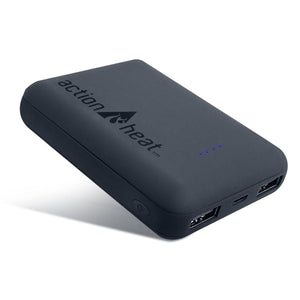 ActionHeat portable power bank with USB ports and battery indicator lights