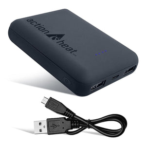 ActionHeat portable power bank with USB charging cable