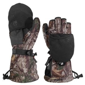 ActionHeat camouflage heated mittens with fold back finger caps