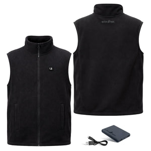 ActionHeat black fleece heated vest with power bank and charging cable