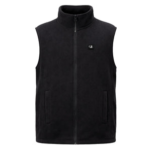 ActionHeat black fleece vest with front zipper and power button