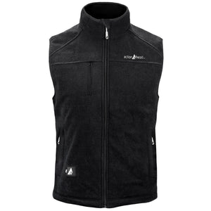 ActionHeat black fleece vest with full zip front and chest pocket