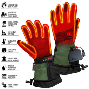 ActionHeat battery powered heated gloves with feature list
