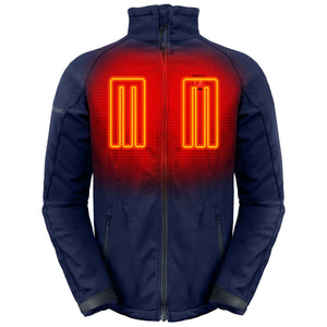 ActionHeat navy blue softshell jacket with illuminated chest heating panels
