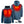 ActionHeat blue hooded jacket showing front and back heating zones with included power bank and charging cable
