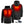 ActionHeat black hooded jacket showing front and back heating elements with power bank and charging cable