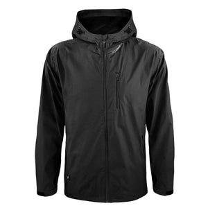 ActionHeat black hooded softshell jacket with front zipper and chest pocket