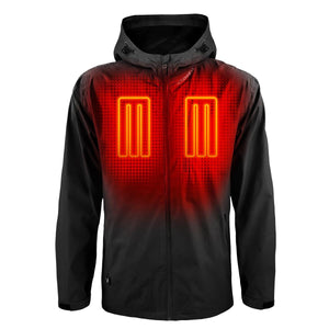 ActionHeat black hooded jacket with glowing orange chest heating panels