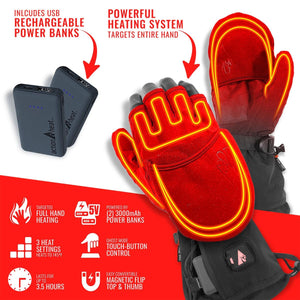 ActionHeat heated mittens with USB rechargeable power banks and feature highlights