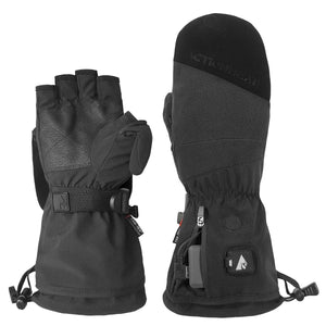 ActionHeat black heated fingerless gloves with mitten covers